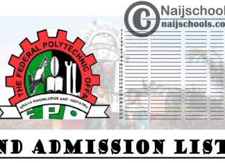 Federal Polytechnic Offa (OFFAPOLY) 1st, 2nd, 3rd & 4th Batch ND Admission List for 2020/2021 Academic Session | CHECK NOW