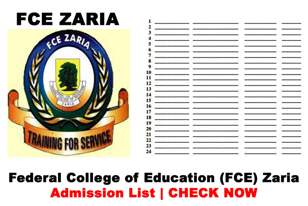 FCE Zaria Admission List NCE 2023/2024 Session:1st & 2nd Batch