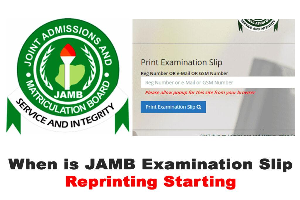 When is JAMB 2022 CBT Exam Reprinting Starting