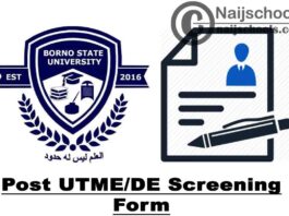 Borno State University (BOSU) Post UTME & Direct Entry Screening Exercise Form for 2020/2021 Academic Session | APPLY NOW
