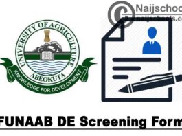 Federal University of Agriculture Abeokuta (FUNAAB) Direct Entry (DE) Screening Form for 2020/2021 Academic Session | APPLY NOW