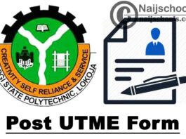 Kogi State Polytechnic Post UTME (ND Full-Time Admission) Form for 2021/2022 Academic Session | APPLY NOW