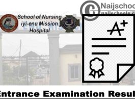 School of Nursing Iyi-Enu Mission Hospital Entrance Examination Result for 2020/2021 Academic Session | CHECK NOW