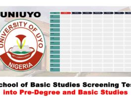 University of Uyo (UNIUYO) School of Basic Studies Online Screening Test into Pre-Degree and Basic Studies Timetable for 2020/2021 Academic Session