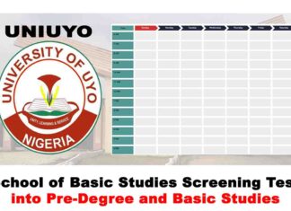 University of Uyo (UNIUYO) School of Basic Studies Online Screening Test into Pre-Degree and Basic Studies Timetable for 2020/2021 Academic Session