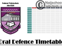 Federal Polytechnic Ado-Ekiti (FEDPOLYADO) Oral Defence Timetable for SIWES Students 2020 | APPLY NOW