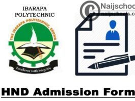 The Ibarapa Polytechnic Eruwa HND Full-Time Admission Form for 2021/2022 Academic Session | APPLY NOW
