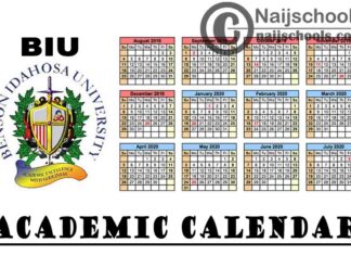 BIU Academic Calendar 2023/24 Session 1st/2nd Semester