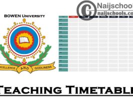 Bowen University First Semester Teaching Timetable for 2020/2021 Academic Session | CHECK NOW