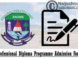 Federal Polytechnic Ekowe Professional Diploma Programmes Admission Form for 2021/2022 Academic Session | APPLY NOW