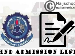 Federal Polytechnic Oko (OKOPOLY) HND Admission List for 2020/2021 Academic Session | CHECK NOW