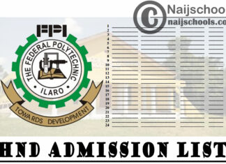 Federal Polytechnic Ilaro (ILAROPOLY) 1st & 2nd Batch HND Full-Time Admission List for 2020/2021 Academic Session | CHECK NOW