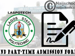 Lagos State Polytechnic (LASPOTECH) HND Part-Time Admission Form for 2021/2022 Academic Session | APPLY NOW