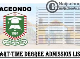 Adeyemi College of Education Ondo (ACEONDO) First & Second Batch Part-Time Degree Admission List for 2020/2021 Academic Session | CHECK NOW