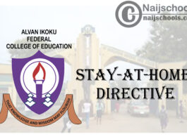 Alvan Ikoku Federal College of Education Owerri Stay-at-Home Directive to Staff | CHECK NOW