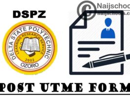Delta State Polytechnic Ozoro (DSPZ) ND Full-Time Post UTME Form for 2020/2021 Academic Session | APPLY NOW