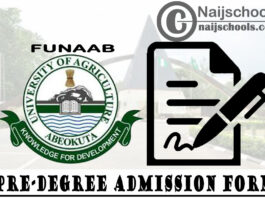 Federal University of Agriculture Abeokuta (FUNAAB) Pre-Degree Admission Form for 2020/2021 Academic Session | APPLY NOW