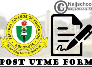 Federal College of Education (FCE) Abeokuta NCE Post UTME Screening Form for 2021/2022 Academic Session | APPLY NOW
