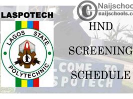Lagos State Polytechnic (LASPOTECH) HND Full-Time CBT Screening Schedule for 2020/2021 Academic Session | CHECK NOW