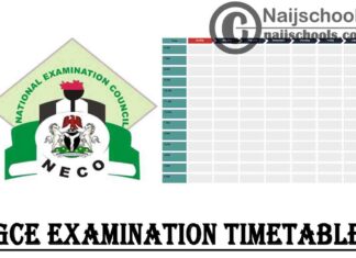 NECO 2022 November/ December GCE Timetable is Out