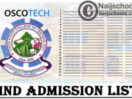 Osun State College of Technology (OSCOTECH) HND Full-Time & Part-Time Admission List for 2020/2021 Academic Session | CHECK NOW