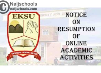 Ekiti State University (EKSU) Notice on Resumption of Online Academic Activities | CHECK NOW