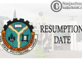 Kogi State Polytechnic Resumption Date for Continuation of 2019/2020 Academic Session | CHECK NOW
