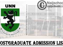 University of Nigeria Nsukka (UNN) 1st, 2nd & 3rd Batch Postgraduate Admission List for 2019/2020 Academic Session | CHECK NOW