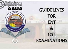 AAUA Guidelines for the Conduct of ENT & GST 2019/2020 First Semester CBT Examinations | CHECK NOW