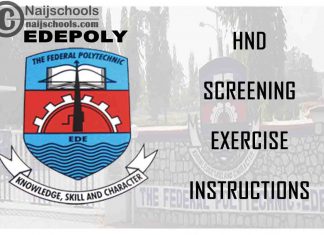 Federal Polytechnic Ede (EDEPOLY) HND Screening Exercise Instructions for 2020/2021 Academic Session | CHECK NOW