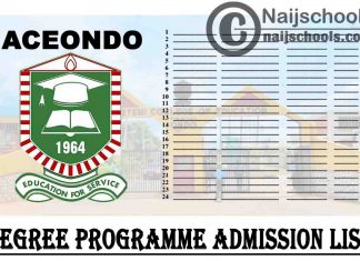 Adeyemi College of Education Ondo (ACEONDO) 2020/2021 Degree Programme 1st & 2nd Batch Admission List | CHECK NOW