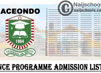 Adeyemi College of Education Ondo (ACEONDO) 2020/2021 NCE Programme 1st & 2nd Batch Admission List | CHECK NOW