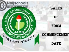 JAMB Sales of Form 2022 Commencement Date