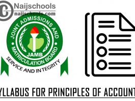 JAMB Syllabus for Principles of Accounts 2023 Exam