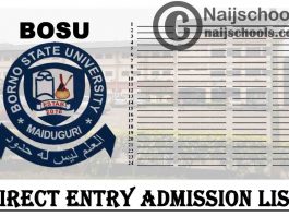 Borno State University (BOSU) 1st & 2nd Batch Direct Entry Admission List for 2020/2021 Academic Session | CHECK NOW