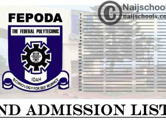 Federal Polytechnic Idah (FEDPODA) ND Full-Time Admission List for 2020/2021 Academic Session | CHECK NOW
