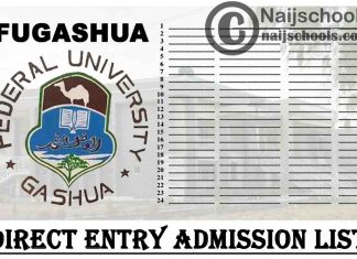 Federal University Gashua (FUGASHUA) Direct Entry Admission List for 2020/2021 Academic Session | CHECK NOW