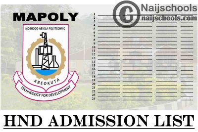 Moshood Abiola Polytechnic (MAPOLY) 1st, 2nd, 3rd & 4th Batch HND Full-Time Admission List for 2020/2021 Academic Session | CHECK NOW