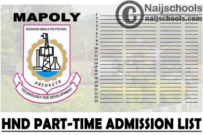 Moshood Abiola Polytechnic (MAPOLY) 1st, 2nd, 3rd & 4th Batch HND Part-Time Admission List for 2020/2021 Academic Session | CHECK NOW