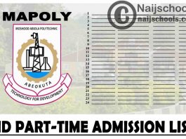 Moshood Abiola Polytechnic (MAPOLY) 1st, 2nd, 3rd & 4th Batch ND Part-Time Admission List for 2020/2021 Academic Session | CHECK NOW