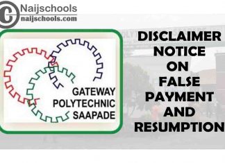 The Gateway (ICT) Polytechnic Disclaimer Notice on False Payment and Resumption | CHECK NOW