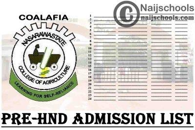 COALAFIA Pre-HND 1st, 2nd & 3rd Batch Admission List for 2020/2021 Academic Session | CHECK NOW