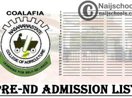 COALAFIA Pre-ND 1st, 2nd & 3rd Batch Admission List for 2020/2021 Academic Session | CHECK NOW