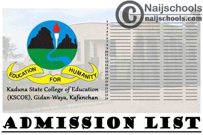 Kaduna State College of Education (KSCOE) Kafanchan 2020/2021 1st, 2nd & 3rd Batch Admission List | CHECK NOW