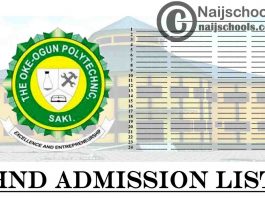 The Oke-Ogun Polytechnic Saki (TOPS) 1st, 2nd, 3rd, 4th & 5th Batch HND Full-Time Admission List for 2020/2021 Academic Session | CHECK NOW