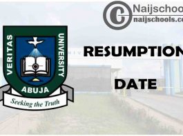 Veritas University Abuja New 2021 Resumption Date of Academic Activities | CHECK NOW
