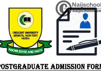 Crescent University Abeokuta (CUAB) Postgraduate Admission Form for 2021/2022 Academic Session | APPLY NOW