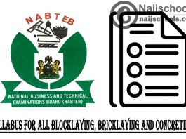 NABTEB Syllabus for Blocklaying, Bricklaying and Concreting 2022/2023 SSCE & GCE | DOWNLOAD & CHECK NOW