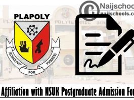 PLAPOLY in Affiliation with NSUK Postgraduate Admission Form for 2020/2021 Acdemic Session | APPLY NOW