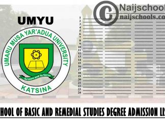 UMYU School of Basic and Remedial Studies (SBRS) 2020/2021 100 Level Degree Admission List | CHECK NOW